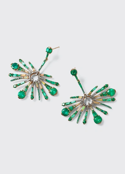 Nak Armstrong Sea Anemone Earrings With Emeralds, Ethiopian Opals And Diamonds In Green