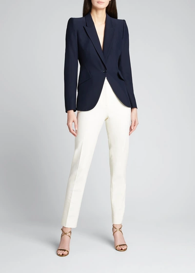 Alexander Mcqueen Classic Single-breasted Suiting Blazer In Navy