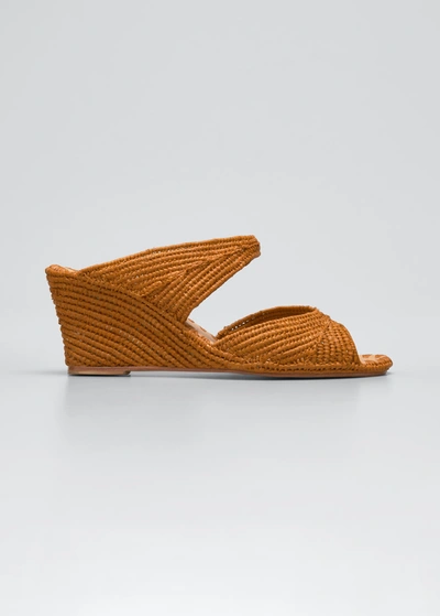 Carrie Forbes Houcine Raffia Wedge Sandals In Cafe