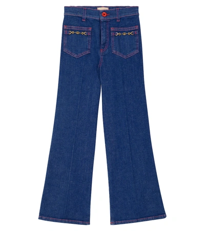 Gucci Kids' Blue Horsebit Jeans