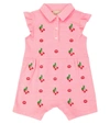 GUCCI BABY EMBROIDERED COTTON BODYSUIT,P00617816