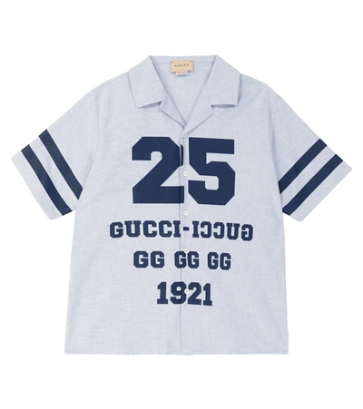 Gucci Kids' Oxford Cotton Shirt In Light Blue
