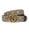 Gucci Brown Reversible Belt With Buckle With Double G Logo In Gg Canvas Woman In Be Ebony/nero