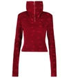 Rotate Birger Christensen Rotate Sunday 3 Mona Velvet Half-zip Top In Cabernet