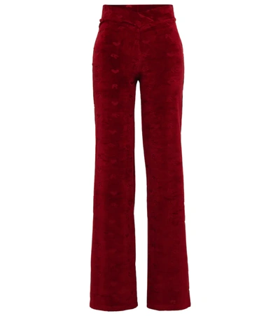 Rotate Birger Christensen Rotate Sunday 3 Briella Velvet Sweatpants In Red