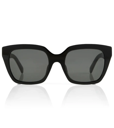 Celine Square Acetate Sunglasses In Shiny Black/smoke