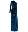 Rebecca Vallance Aubrey One-shoulder Velvet Gown In Deep Teal