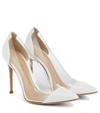 GIANVITO ROSSI PLEXI 105 LEATHER AND PVC PUMPS,P00636386