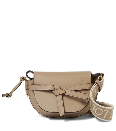 Loewe Gate Dual Mini Leather Shoulder Bag In Sand