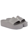 Balenciaga Mono Logo Platform Pool Slides In Dark Grey