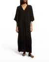 Ocean + Main Cotton Gauze Lounge Caftan In Eggplant
