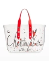 Christian Louboutin Frangibus With Love Graffiti Printed Toile Shopping Tote Bag In Ivory