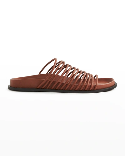 A.emery Fallon Multi-strap Slide Sandals In Cognac