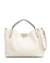 Valentino Garavani Rockstud Calfskin Small Tote Bag In Dbm Light Ivory R