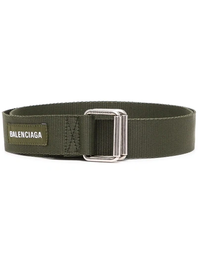 Balenciaga 3.5cm Logo Nylon Belt In Green
