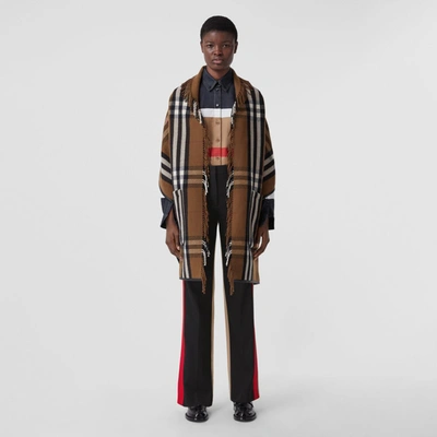 Burberry Check Wool Cashmere Cape In Birch Brown