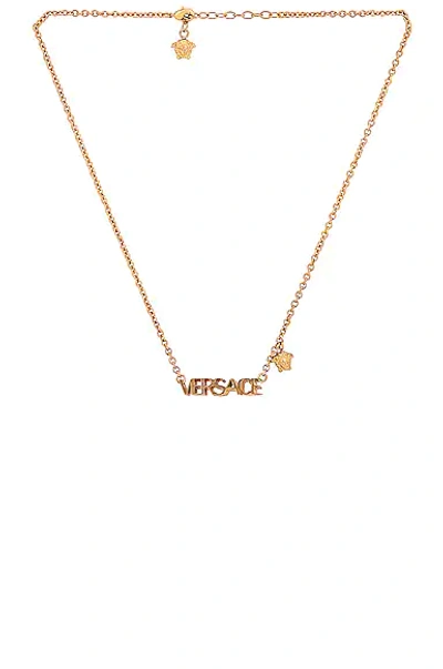 Versace Logo-plaque Necklace In Gold