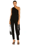 Givenchy One-shoulder Draped Perforated Crepe And Ribbed-knit Top In Black