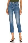 Mother The Tomcat Ripped Crop Straight Leg Jeans In Running With Scissors
