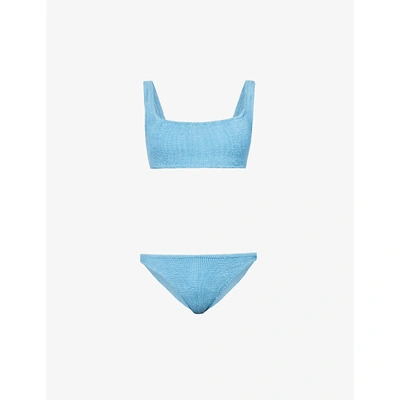 Hunza G Womens Mid Blue Xandra Crinkled Bikini Set 1 Size In Mid Blue