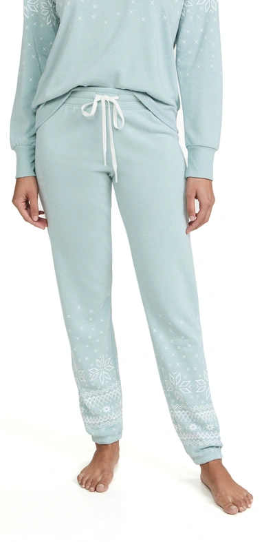 Pj Salvage Mountain Bound Snowflake Joggers In Ice Blue