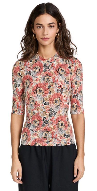 Rosetta Getty Cropped Mosaic Floral T-shirt In Multicolour