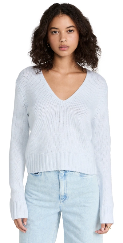 Vince Cashmere Shrunken V Neck Pullover In Powder Blue