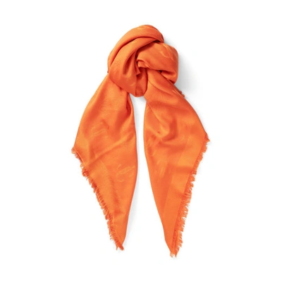 Jimmy Choo Silk-wool Emani Scarf In S630 Amber Orange