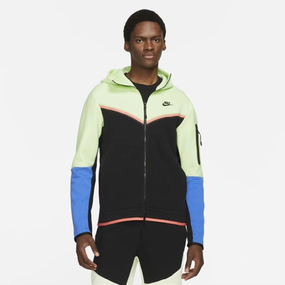 Nike Sportswear Tech Fleece Men's Full-zip Hoodie In Lime Ice,black,signal Blue,black