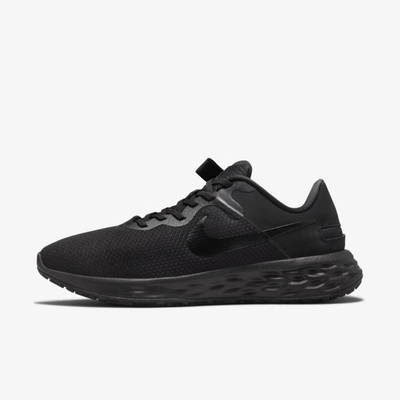 Nike Men's Revolution 6 Flyease Next Nature Easy On/off Road Running Shoes (extra Wide) In Black