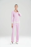 Natori Luxe Shangri-la Long Sleeve Pajamas Set In Soft Lavender
