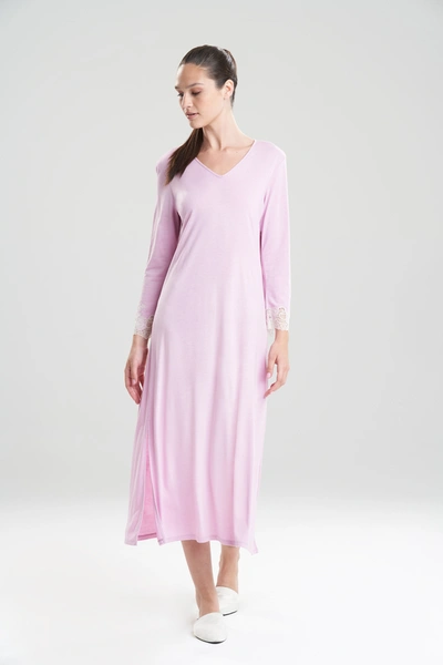 Natori Luxe Shangri-la Long Sleeve Lounger Top In Soft Lavender