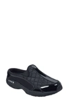 Easy Spirit Traveltime Classic Clogs - Wide In Black/silver Patent In Black Patent Leather