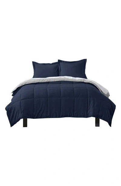 Ienjoy Home Treat Yourself To The Ultimate Down Alternative Reversible 3-piece Comforter Set In Navy & Light Gray