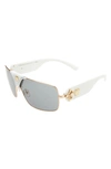 Versace 145mm Mirrored Shield Sunglasses In Gold/ Grey