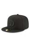 NEW ERA NEW ERA BLACK LOS ANGELES DODGERS SECONDARY LOGO BASIC 59FIFTY FITTED HAT,11591147