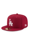 New Era Men's Crimson Los Angeles Dodgers Fashion Color Basic 59fifty Fitted Hat In Cardinal