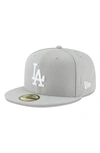 New Era Men's Gray Los Angeles Dodgers Fashion Color Basic 59fifty Fitted Hat In Gray