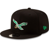 New Era Black Philadelphia Eagles Throwback 9fifty Adjustable Snapback Hat