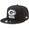 New Era Men's Black Green Bay Packers B-dub 9fifty Adjustable Hat In Black