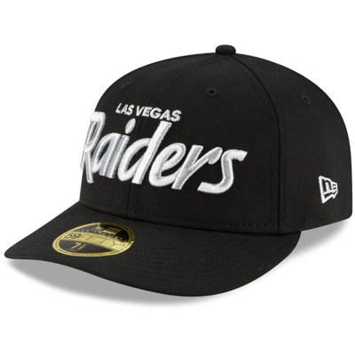 New Era Men's Black Las Vegas Raiders Omaha Script Low Profile 59fifty Fitted Hat