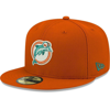 New Era Men's Orange Miami Dolphins Omaha Throwback 59fifty Fitted Hat In Orange