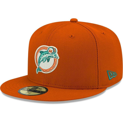 NEW ERA NEW ERA ORANGE MIAMI DOLPHINS OMAHA THROWBACK 59FIFTY FITTED HAT,70580488