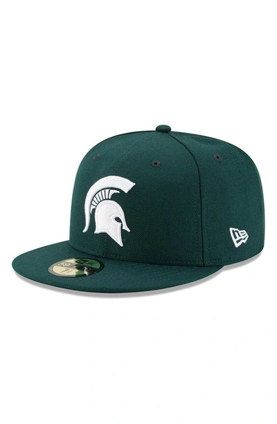 New Era Men's  Green Michigan State Spartans Primary Team Logo Basic 59fifty Fitted Hat