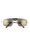 Cartier Santos 60mm Rectangular Sunglasses In Gold