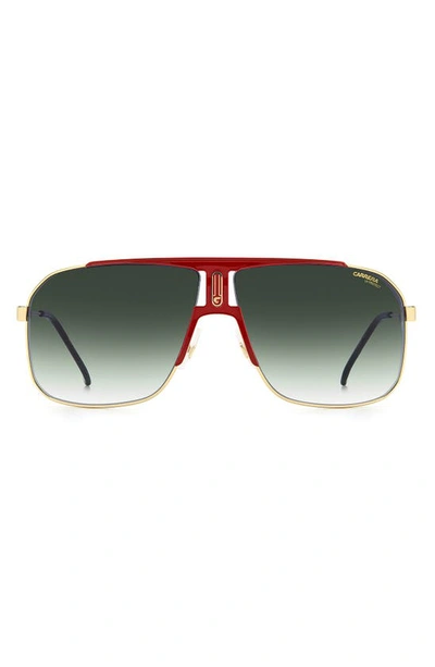 Carrera Eyewear Carrera 65mm Rectangular Sunglasses In Red Gold / Green Shaded