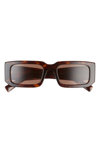 Prada 53mm Rectangular Sunglasses In Tortoise/ Dark Brown