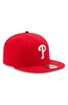 NEW ERA YOUTH NEW ERA RED PHILADELPHIA PHILLIES AUTHENTIC COLLECTION ON-FIELD GAME 59FIFTY FITTED HAT,70367501
