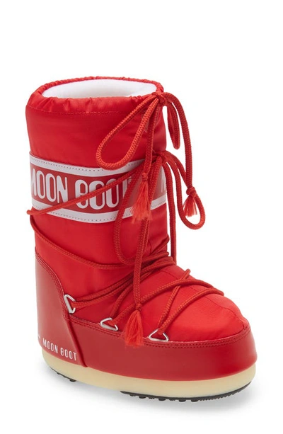 Moon Boot Kids' Icon Tall Nylon Snow Boots In Red