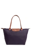 Longchamp Large Le Pliage Tote In Bilberry